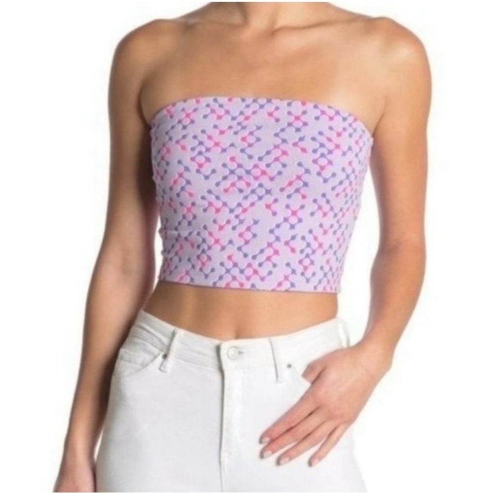 Purple pink tube top strapless crop shirt